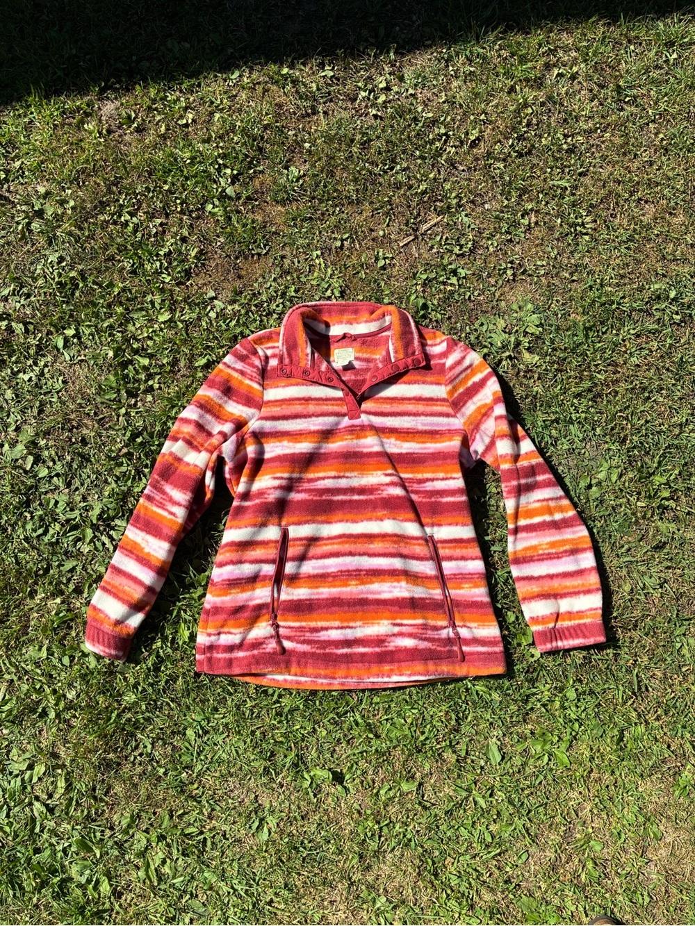 Woman’s Telluride Clothing striped fleece quarter button